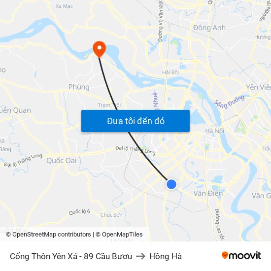 Cổng Thôn Yên Xá - 89 Cầu Bươu to Hồng Hà map