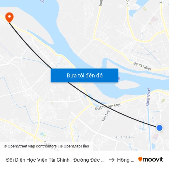 Đối Diện Học Viện Tài Chính - Đường Đức Thắng to Hồng Hà map