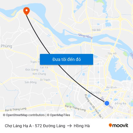 Chợ Láng Hạ A - 572 Đường Láng to Hồng Hà map