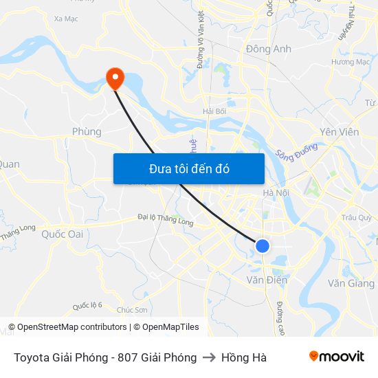 Toyota Giải Phóng - 807 Giải Phóng to Hồng Hà map