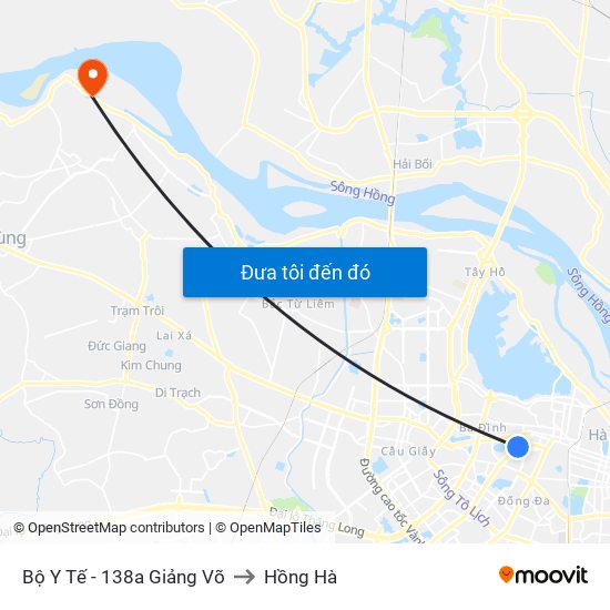 Bộ Y Tế - 138a Giảng Võ to Hồng Hà map