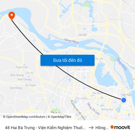 48 Hai Bà Trưng - Viện Kiểm Nghiệm Thuốc Trung Ương to Hồng Hà map