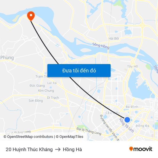 20 Huỳnh Thúc Kháng to Hồng Hà map
