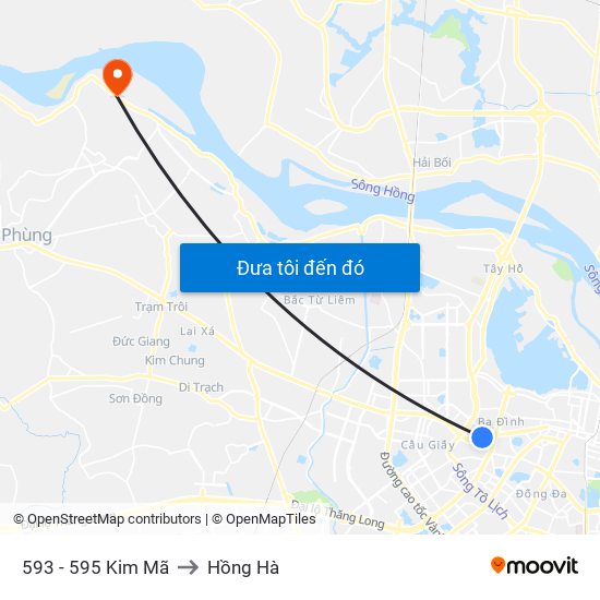 593 - 595 Kim Mã to Hồng Hà map