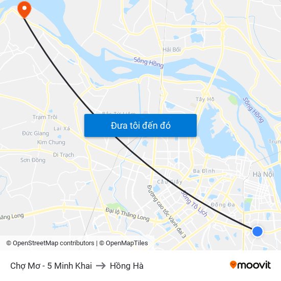 Chợ Mơ - 5 Minh Khai to Hồng Hà map