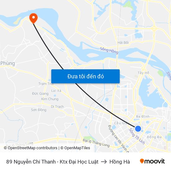 89 Nguyễn Chí Thanh - Ktx Đại Học Luật to Hồng Hà map