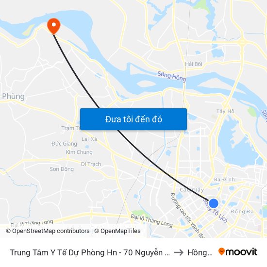 Trung Tâm Y Tế Dự Phòng Hn - 70 Nguyễn Chí Thanh to Hồng Hà map