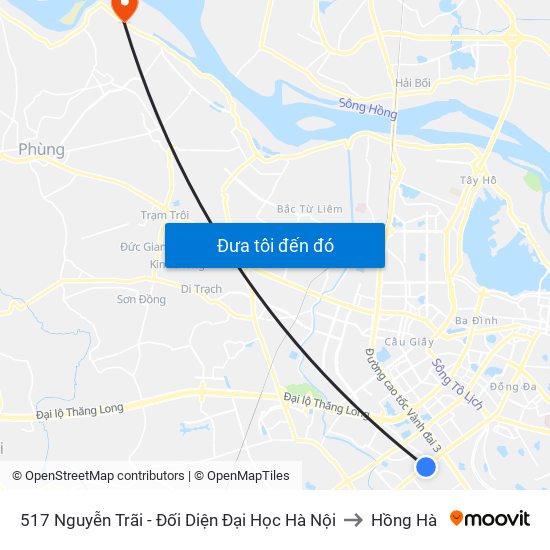 517 Nguyễn Trãi - Đối Diện Đại Học Hà Nội to Hồng Hà map