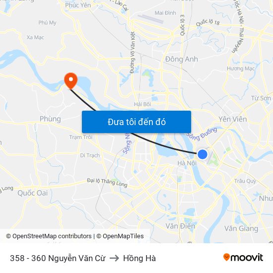 358 - 360 Nguyễn Văn Cừ to Hồng Hà map
