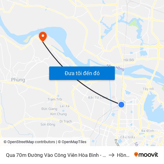 Qua 70m Đường Vào Công Viên Hòa Bình - Phạm Văn Đồng to Hồng Hà map