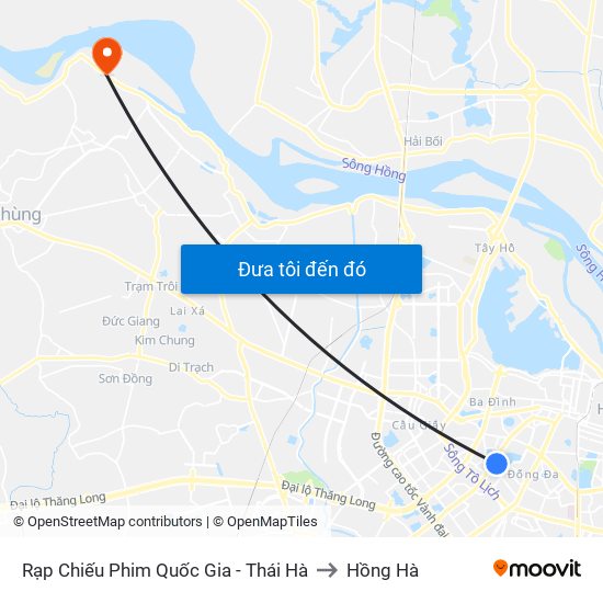 Rạp Chiếu Phim Quốc Gia - Thái Hà to Hồng Hà map