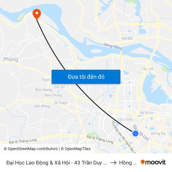 Đại Học Lao Động & Xã Hội - 43 Trần Duy Hưng to Hồng Hà map