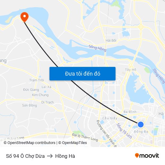 Số 94 Ô Chợ Dừa to Hồng Hà map