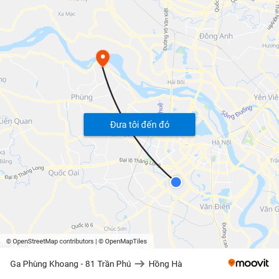 Ga Phùng Khoang - 81 Trần Phú to Hồng Hà map