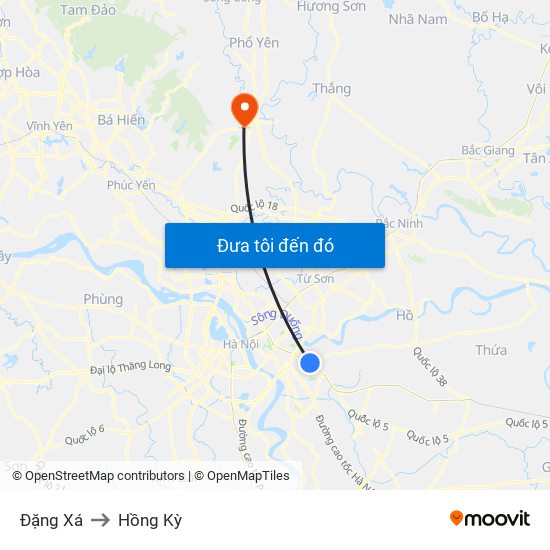 Đặng Xá to Hồng Kỳ map