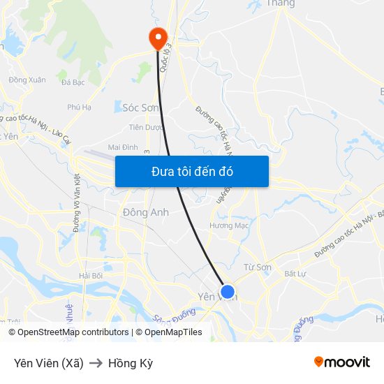 Yên Viên (Xã) to Hồng Kỳ map