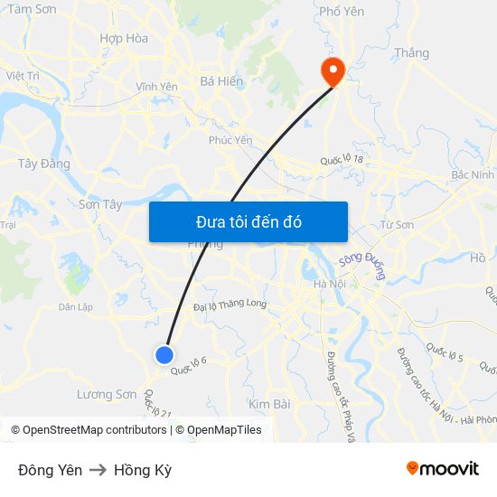 Đông Yên to Hồng Kỳ map