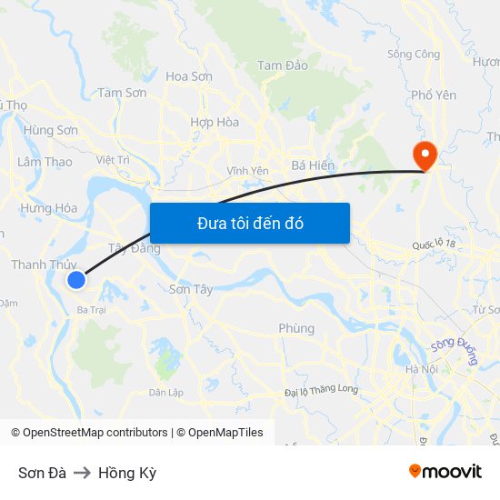 Sơn Đà to Hồng Kỳ map