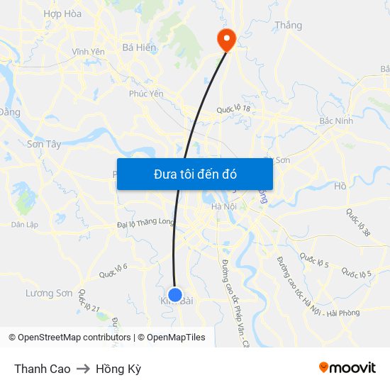 Thanh Cao to Hồng Kỳ map