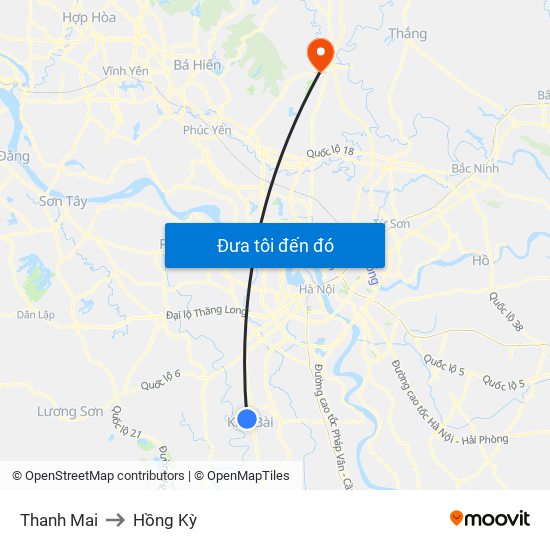 Thanh Mai to Hồng Kỳ map