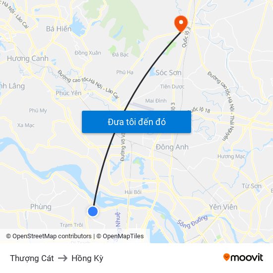 Thượng Cát to Hồng Kỳ map