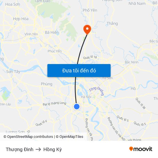 Thượng Đình to Hồng Kỳ map