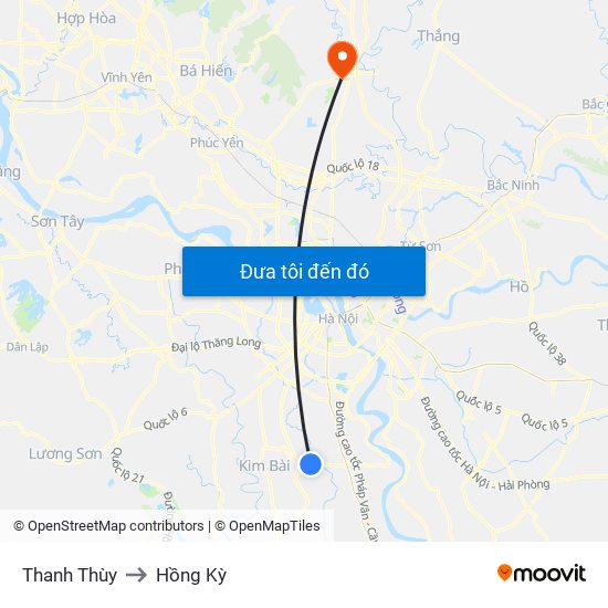 Thanh Thùy to Hồng Kỳ map