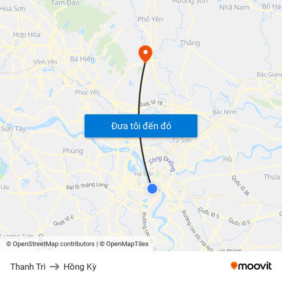 Thanh Trì to Hồng Kỳ map