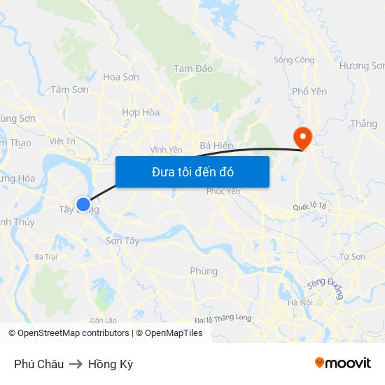 Phú Châu to Hồng Kỳ map