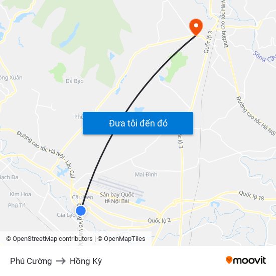 Phú Cường to Hồng Kỳ map