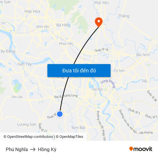 Phú Nghĩa to Hồng Kỳ map
