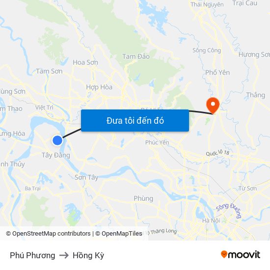 Phú Phương to Hồng Kỳ map