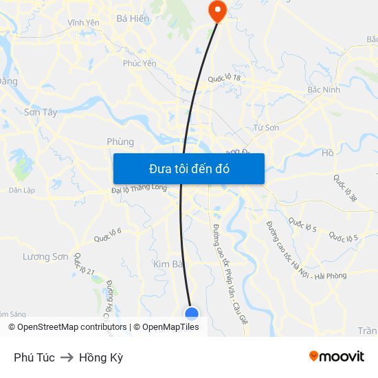 Phú Túc to Hồng Kỳ map