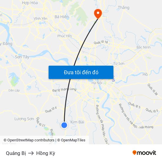 Quảng Bị to Hồng Kỳ map