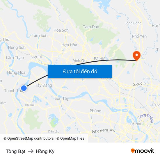 Tòng Bạt to Hồng Kỳ map