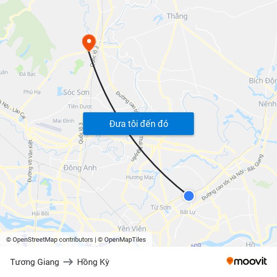Tương Giang to Hồng Kỳ map