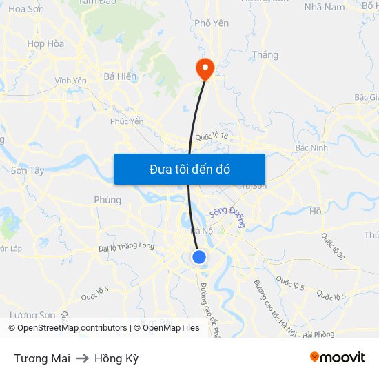 Tương Mai to Hồng Kỳ map