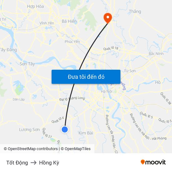 Tốt Động to Hồng Kỳ map