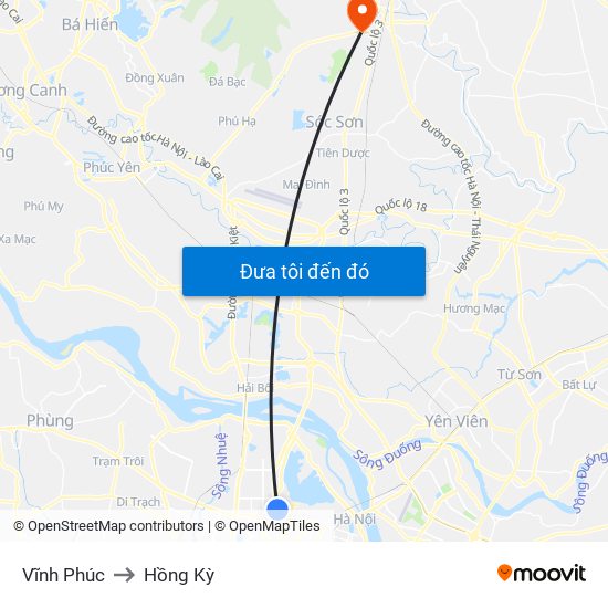 Vĩnh Phúc to Hồng Kỳ map