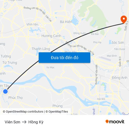 Viên Sơn to Hồng Kỳ map