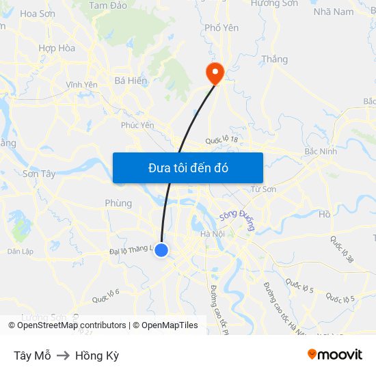 Tây Mỗ to Hồng Kỳ map