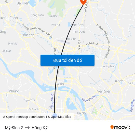 Mỹ Đình 2 to Hồng Kỳ map