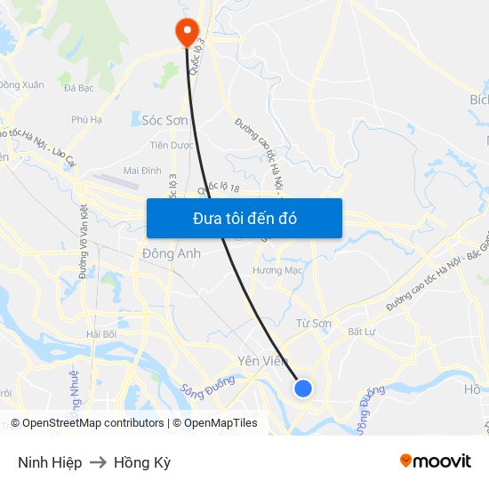 Ninh Hiệp to Hồng Kỳ map