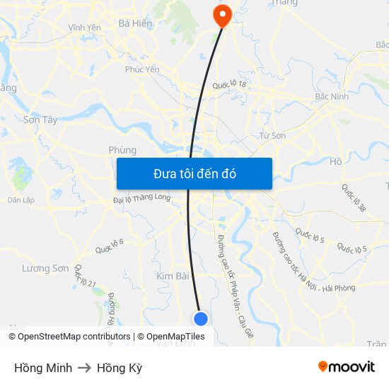 Hồng Minh to Hồng Kỳ map