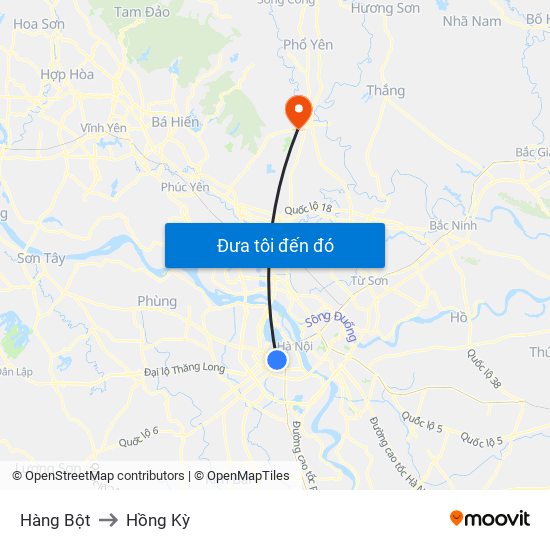 Hàng Bột to Hồng Kỳ map