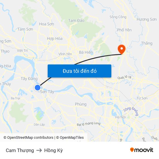 Cam Thượng to Hồng Kỳ map