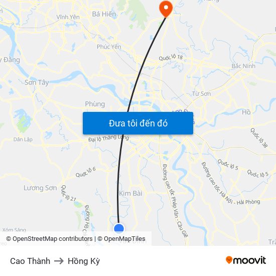 Cao Thành to Hồng Kỳ map