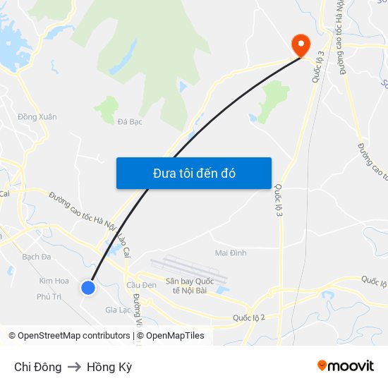 Chi Đông to Hồng Kỳ map