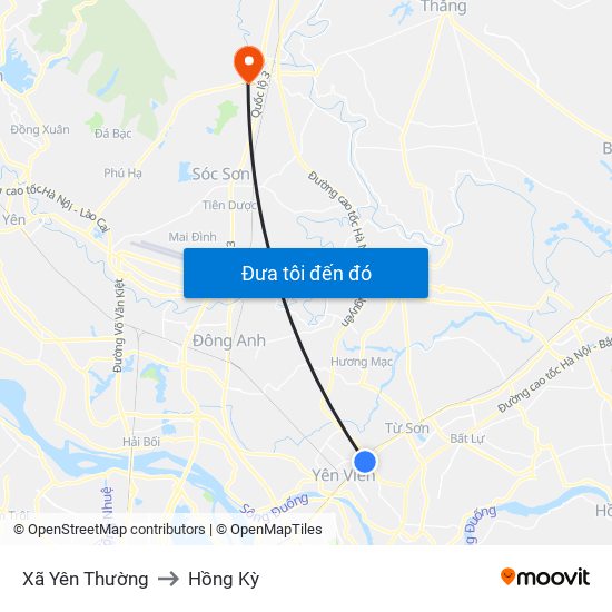 Xã Yên Thường to Hồng Kỳ map