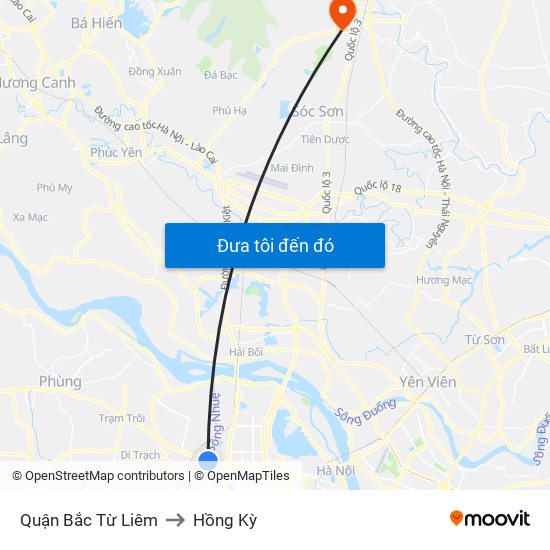 Quận Bắc Từ Liêm to Hồng Kỳ map